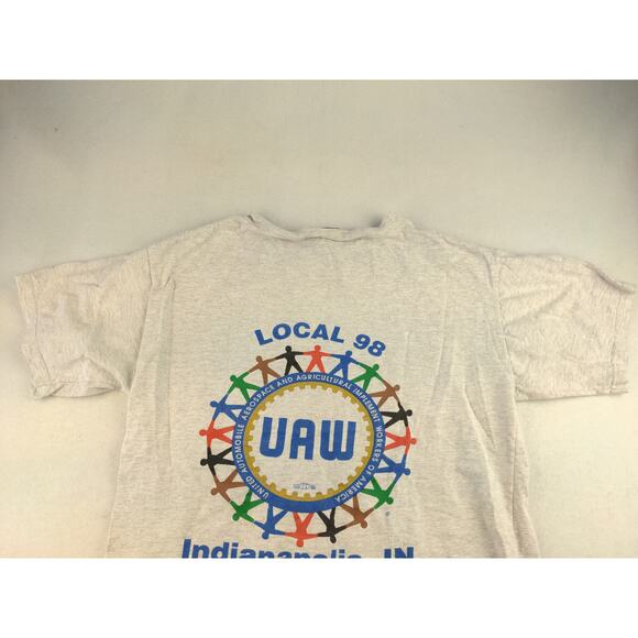 Mens Indianapolis UAW Auto Union Local 98 T Shirt Size M White 2 Sided - Picture 5 of 12